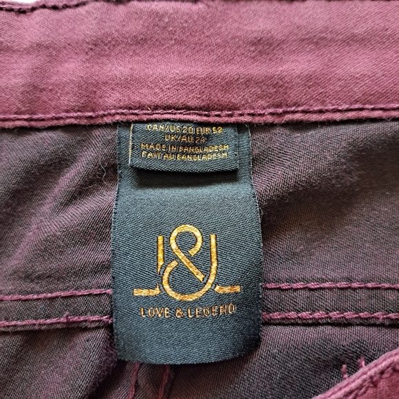 Love & Legend | Red burgundy women's straight leg jegging jean - Picture 12 of 13